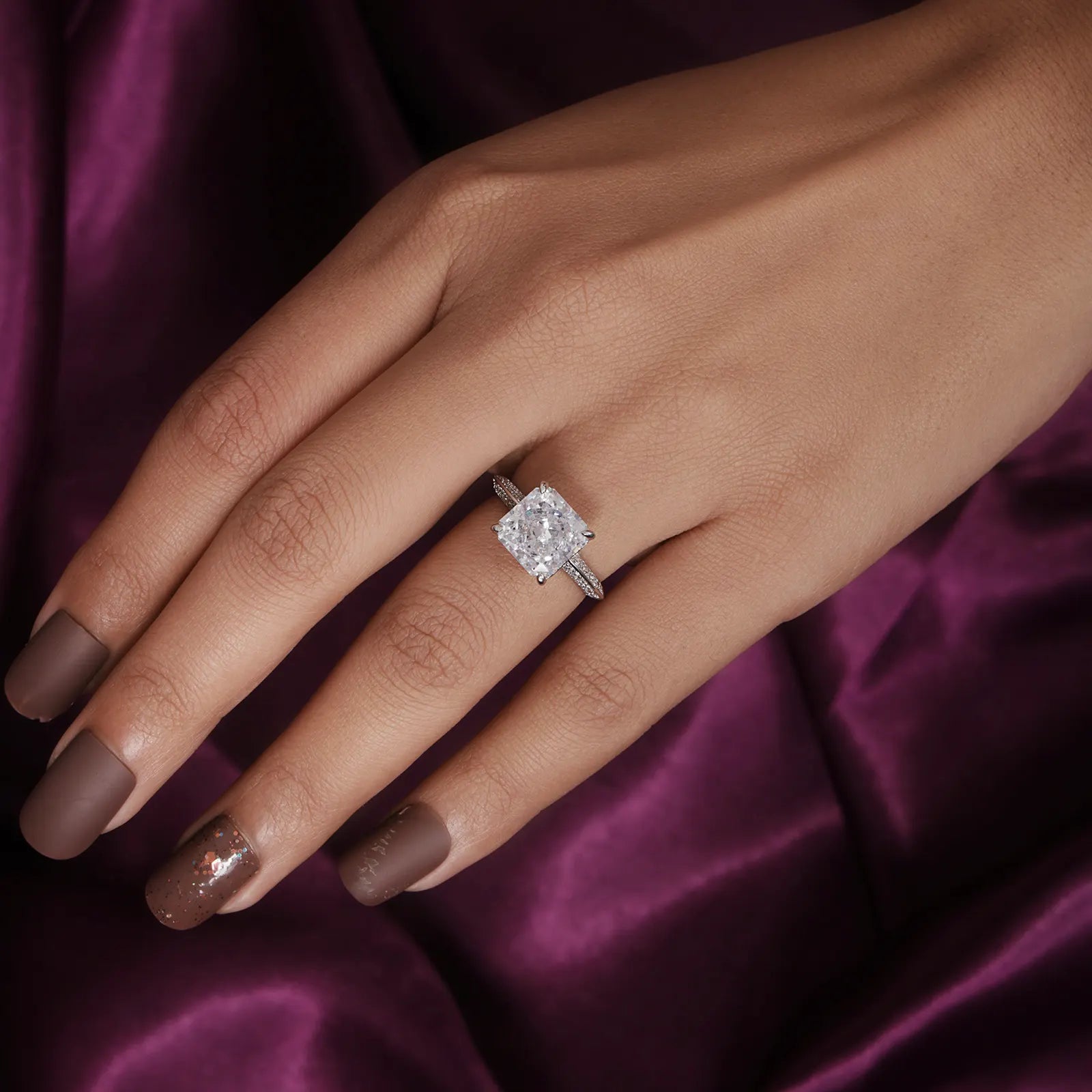 White Radiant Solitaire Ring For Women – 925 Sterling Silver Rhodium Plated