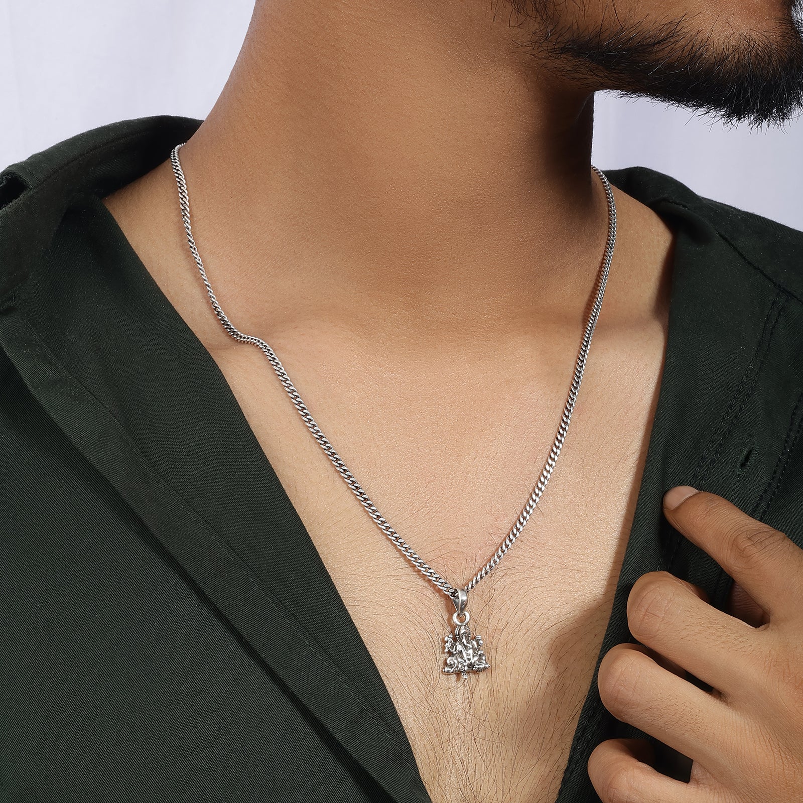 Oxidized Silver Ganesh Pendant