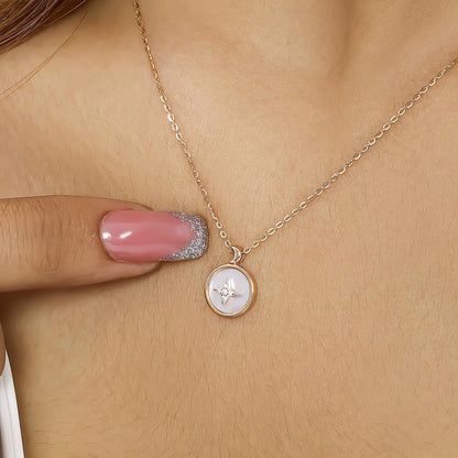 Star Design Round Silver Necklace - Tweov Jewels