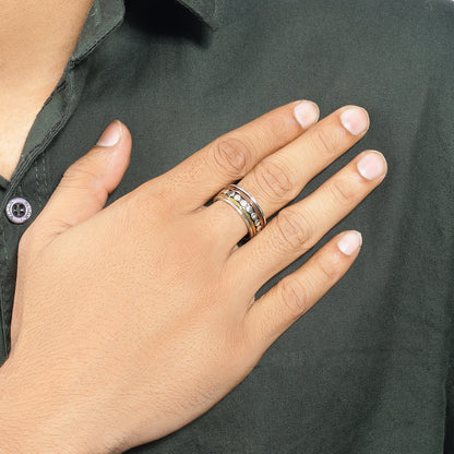 Multitoned Design Silver Band Ring