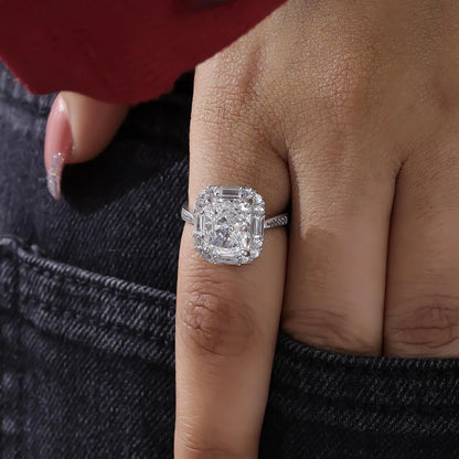 White Princess Cut Silver Ring - Tweov Jewels