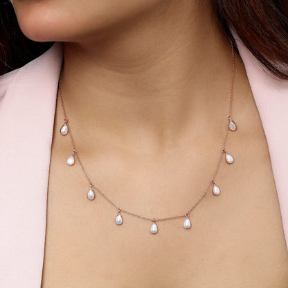 Gold Plated Drop Pearl Necklace - Tweov Jewels