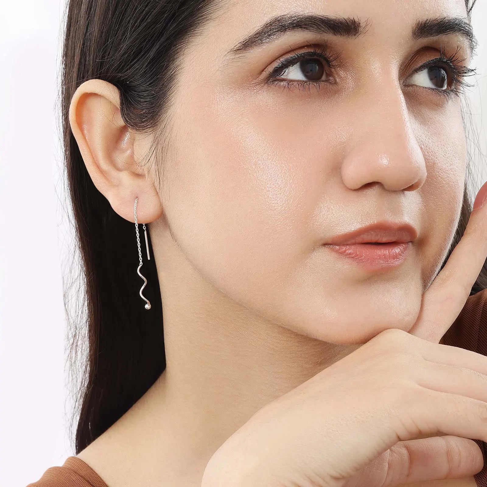 Wavy Chain Silver Earrings - Tweov Jewels