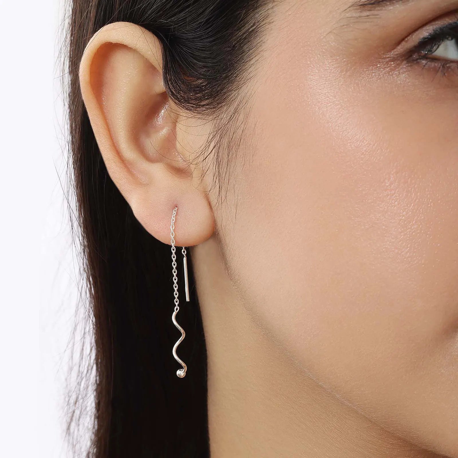 Wavy Chain Silver Earrings - Tweov Jewels