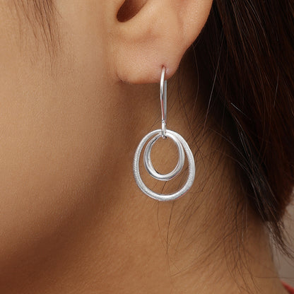 Pure Silver Earrings - Double Ring in Scratch Finish - Tweov Jewels