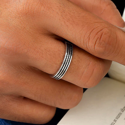 925 Sterling Silver Black Spinner Ring - Tweov Jewels