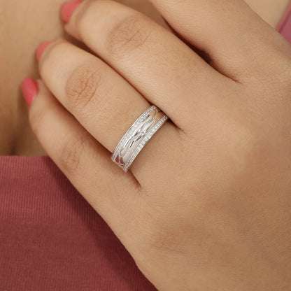 Dual Layered CZ Silver Ring for Women - Tweov Jewels