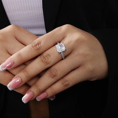 White Radiant Solitaire Ring For Women – 925 Sterling Silver Rhodium Plated