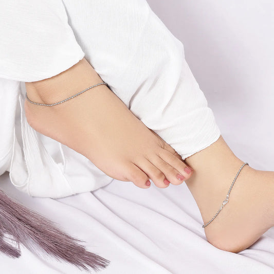 Black Twisted Weave Silver Anklet