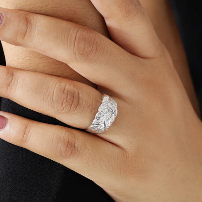 Cubic Zirconia Leaf Silver Ring - Tweov Jewels