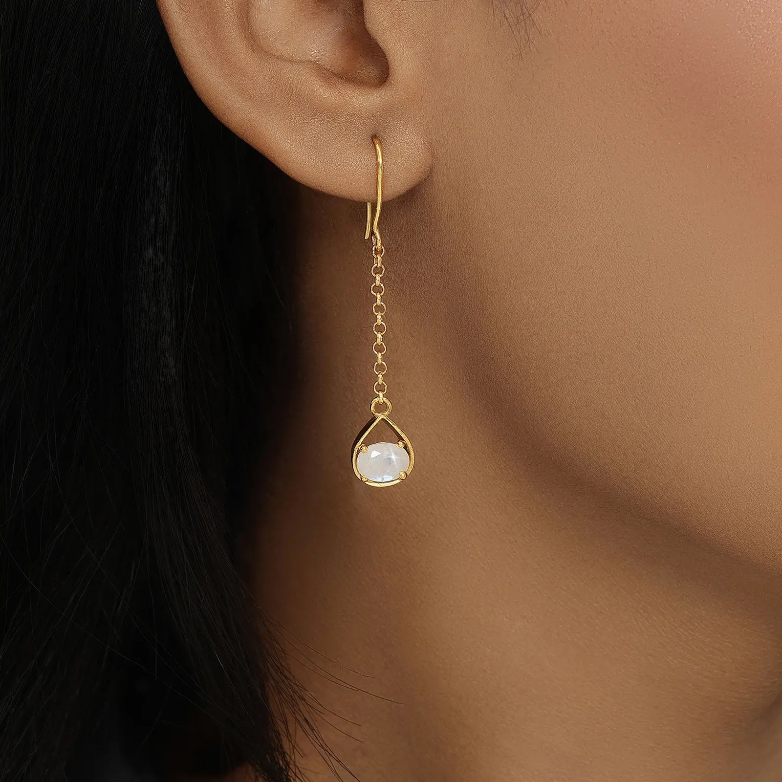 Sparkling Gold Plated Moonstone Earrings - Tweov Jewels
