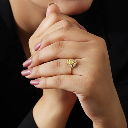 Gold Plated Designer Flower Silver Ring - Tweov Jewels