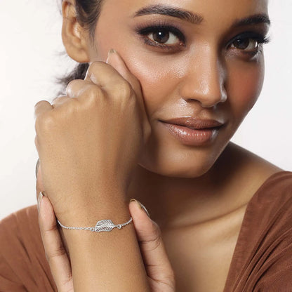 Pure 925 Sterling Silver Leaf Design Chain Bracelet - Tweov Jewels