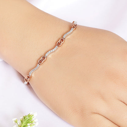 Rose Gold Plated Silver Interlinked Chain Bracelet - Tweov Jewels