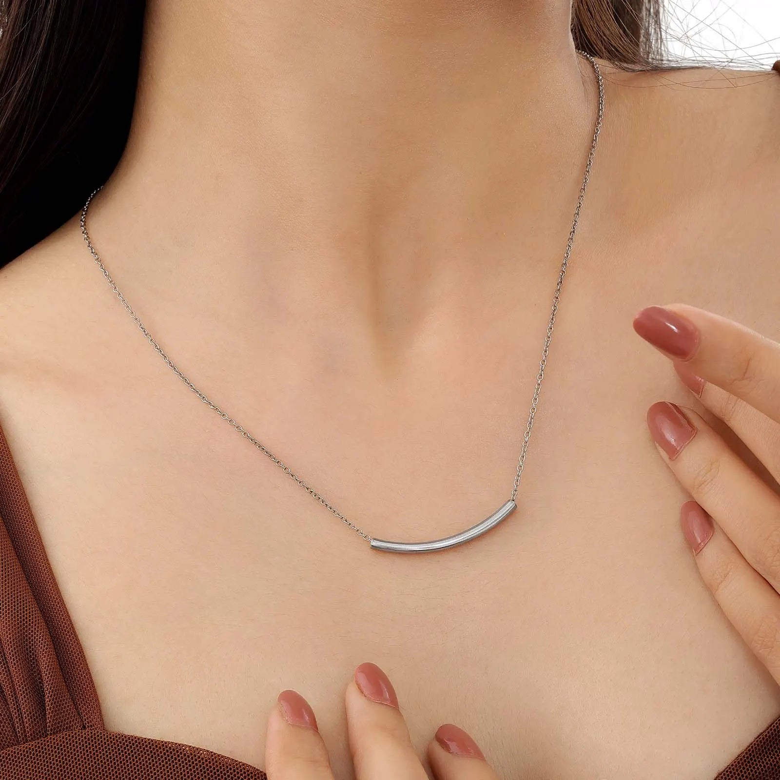 Single String With Silver Finish Necklace - Tweov Jewels