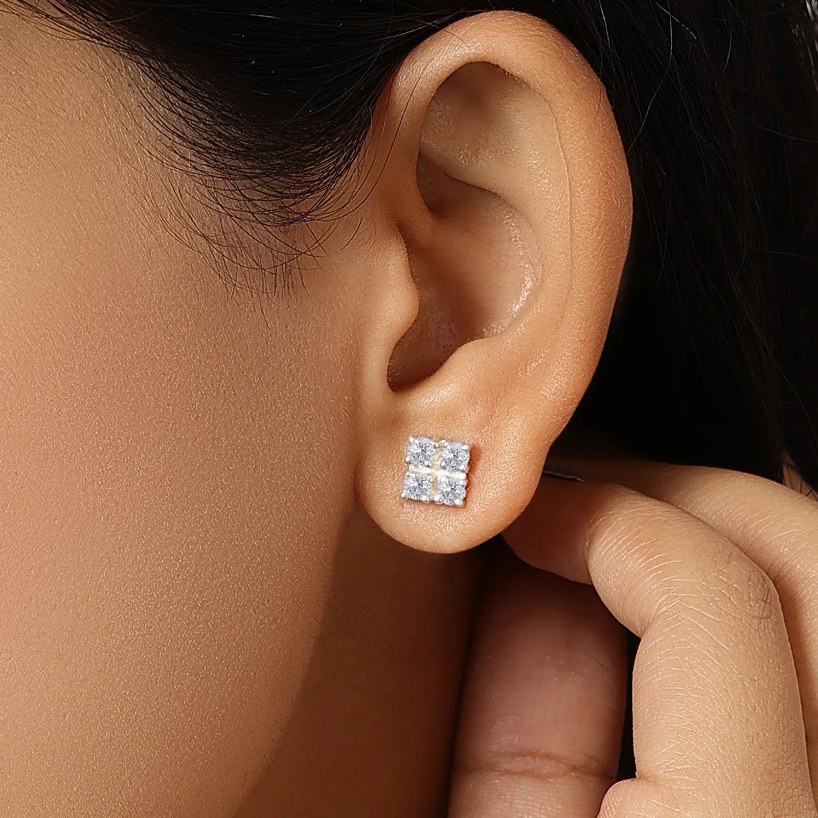 Square CZ Silver Stud - Tweov Jewels