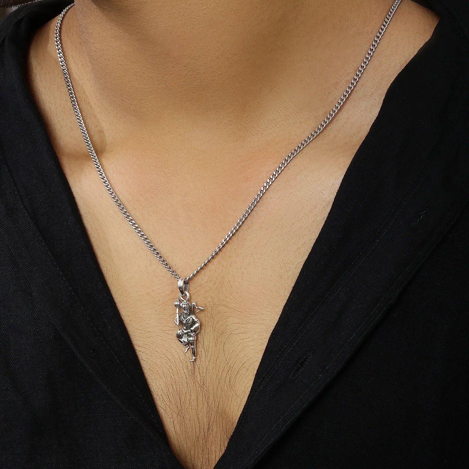 Pure Silver Hanuman Pendant Chain - Tweov Jewels
