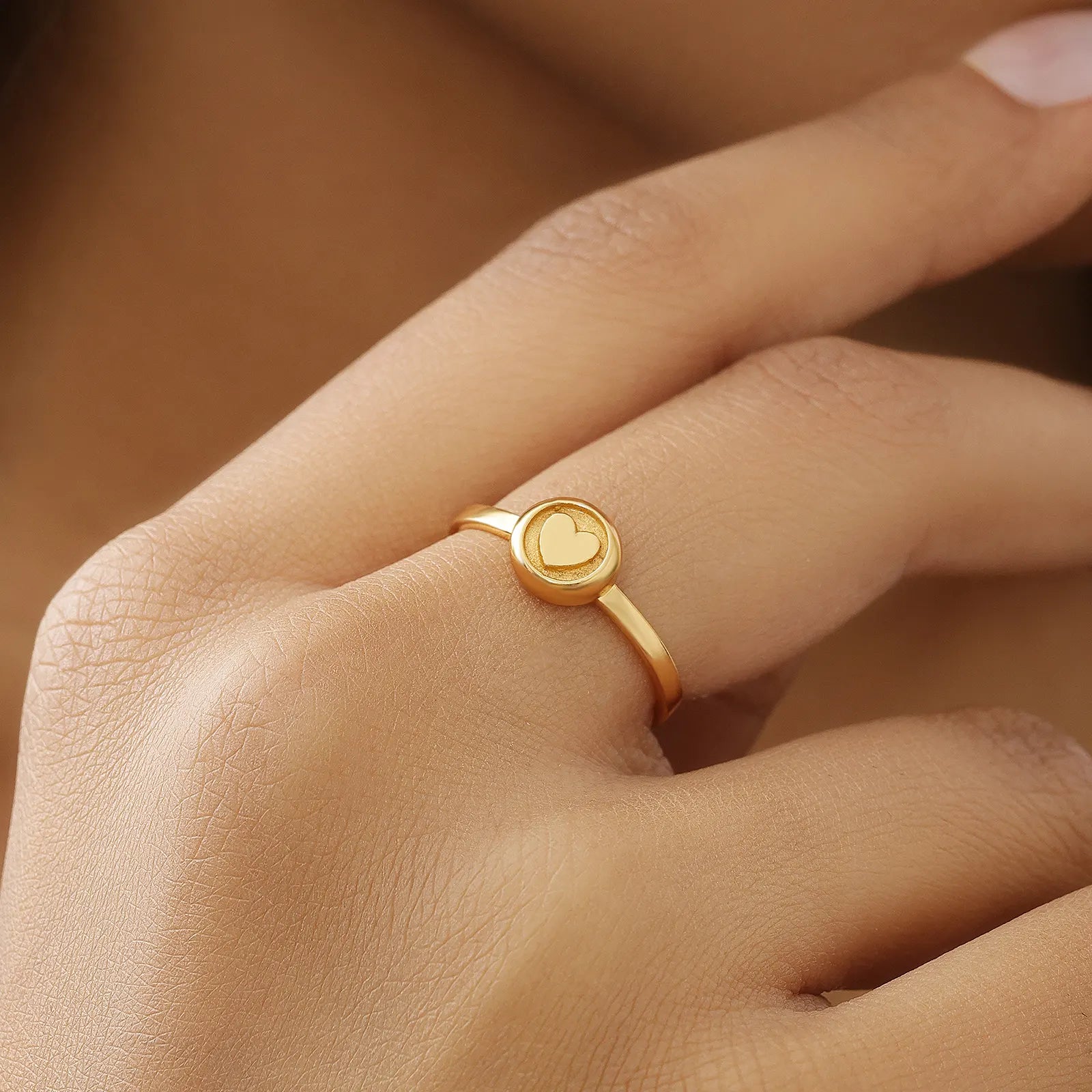 Gold Plated Heart Silver Ring - Tweov Jewels