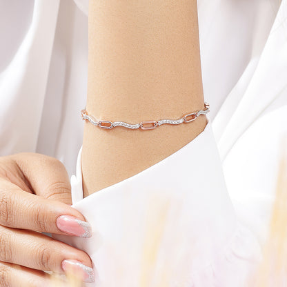 925 Sterling Silver Multi-tone Cubic Zirconia Bracelet - Tweov Jewels