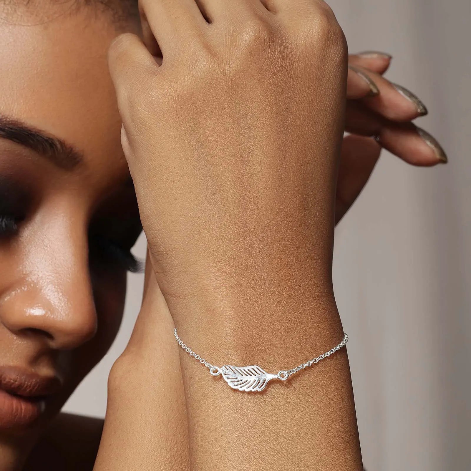 Pure 925 Sterling Silver Leaf Design Chain Bracelet - Tweov Jewels