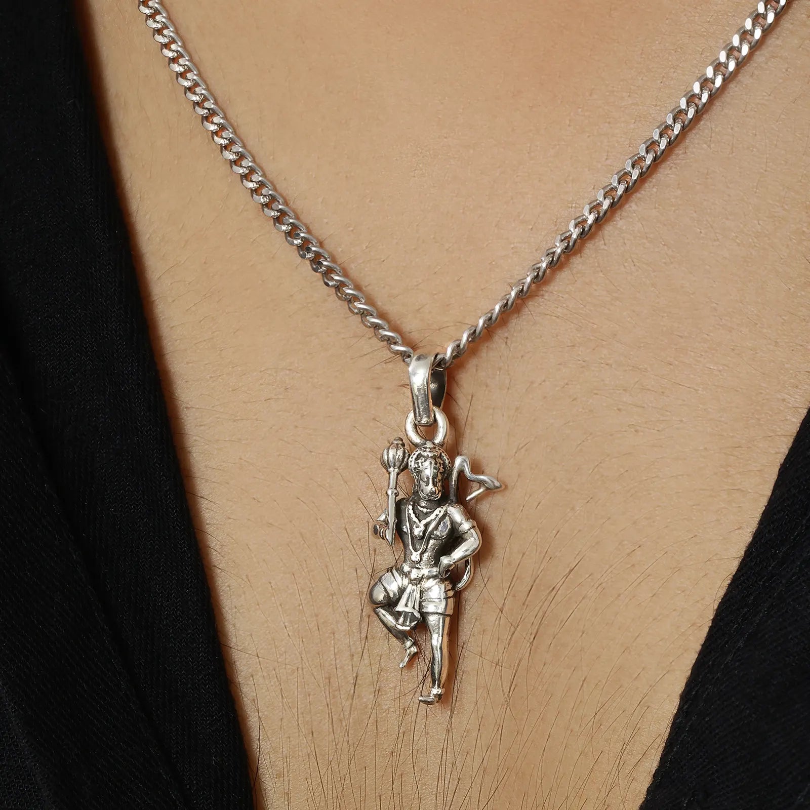 Pure Silver Hanuman Pendant Chain - Tweov Jewels