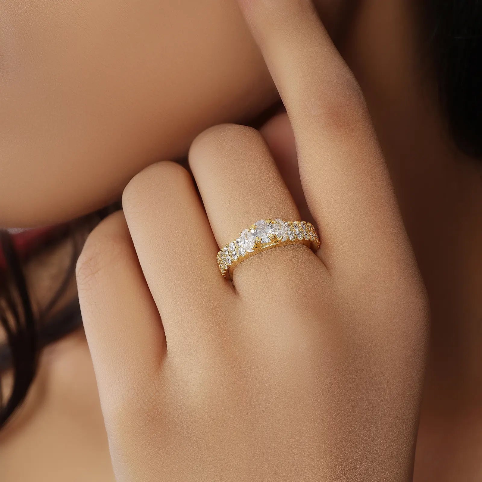 Gold Plated Solitaire CZ Stylish Silver Ring - Tweov Jewels