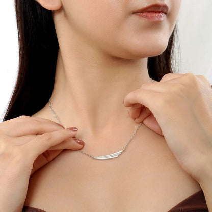 CZ Layered Swing Silver Necklace - Tweov Jewels