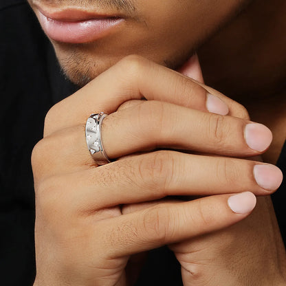 Silver CZ Wave Rings for Men - Tweov Jewels