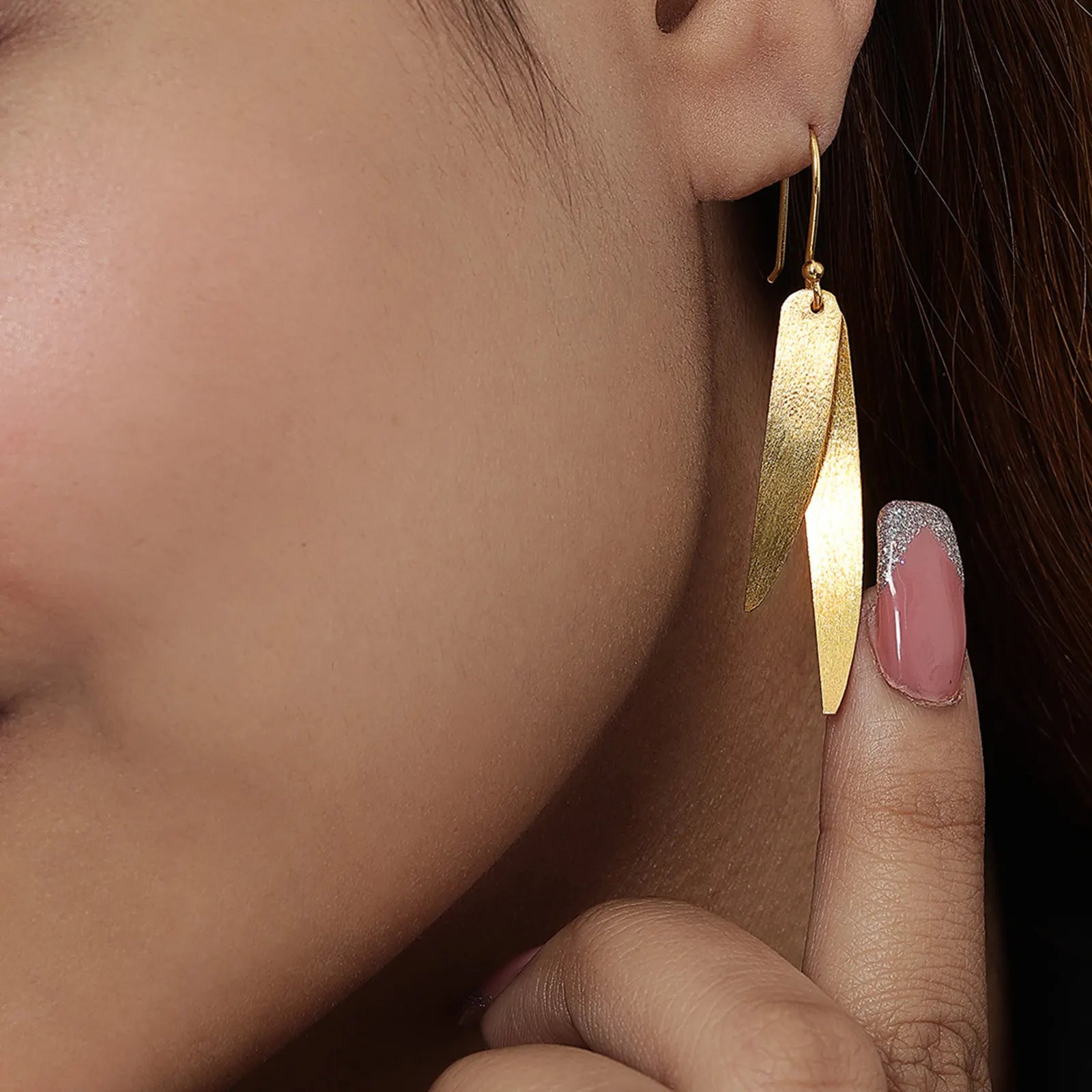 Pure Silver Earrings - Sleek Feather With Gold Plated - Tweov Jewels