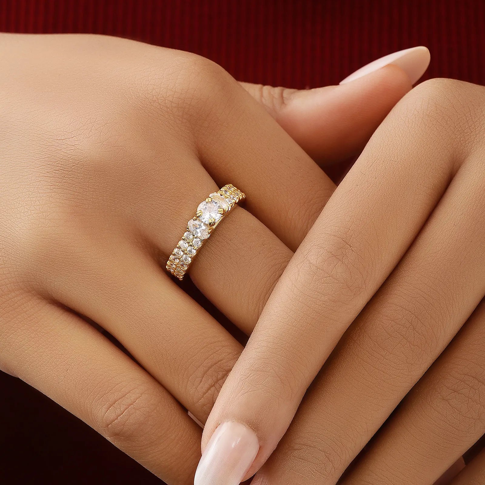 Gold Plated Solitaire CZ Stylish Silver Ring - Tweov Jewels