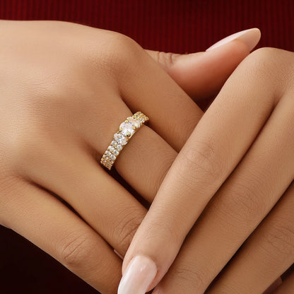 Gold Plated Solitaire CZ Stylish Silver Ring - Tweov Jewels
