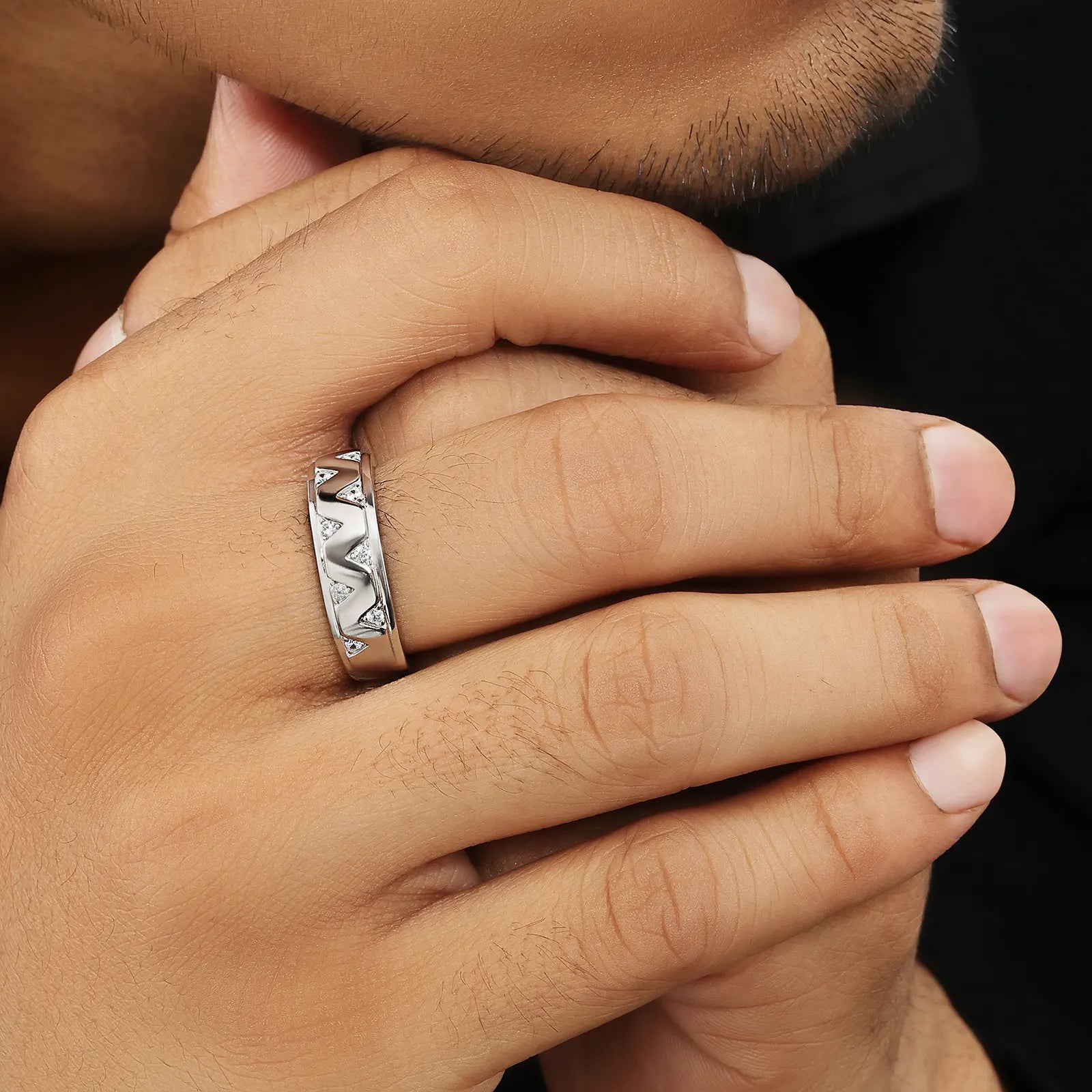 Silver CZ Wave Rings for Men - Tweov Jewels