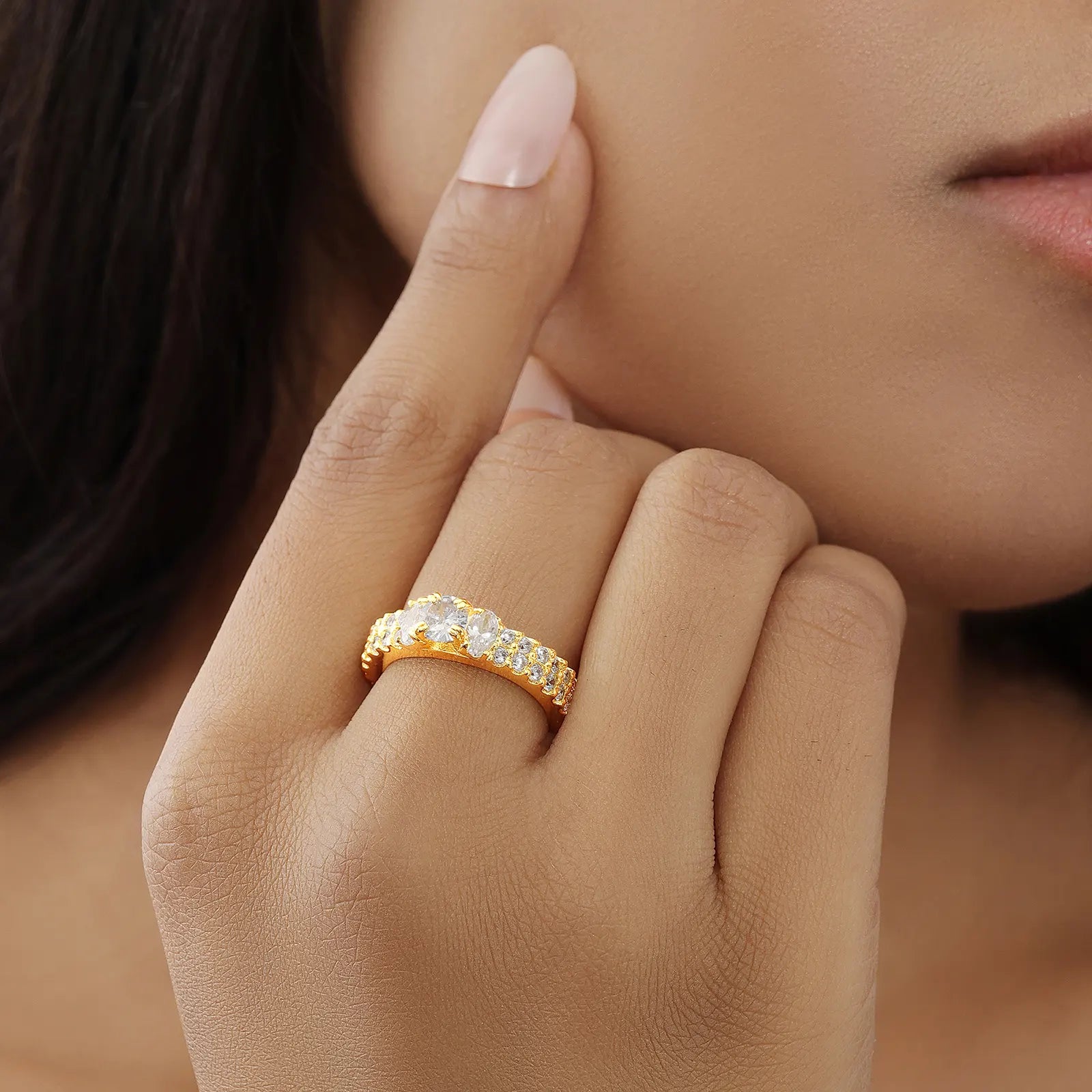 Gold Plated Solitaire CZ Stylish Silver Ring - Tweov Jewels