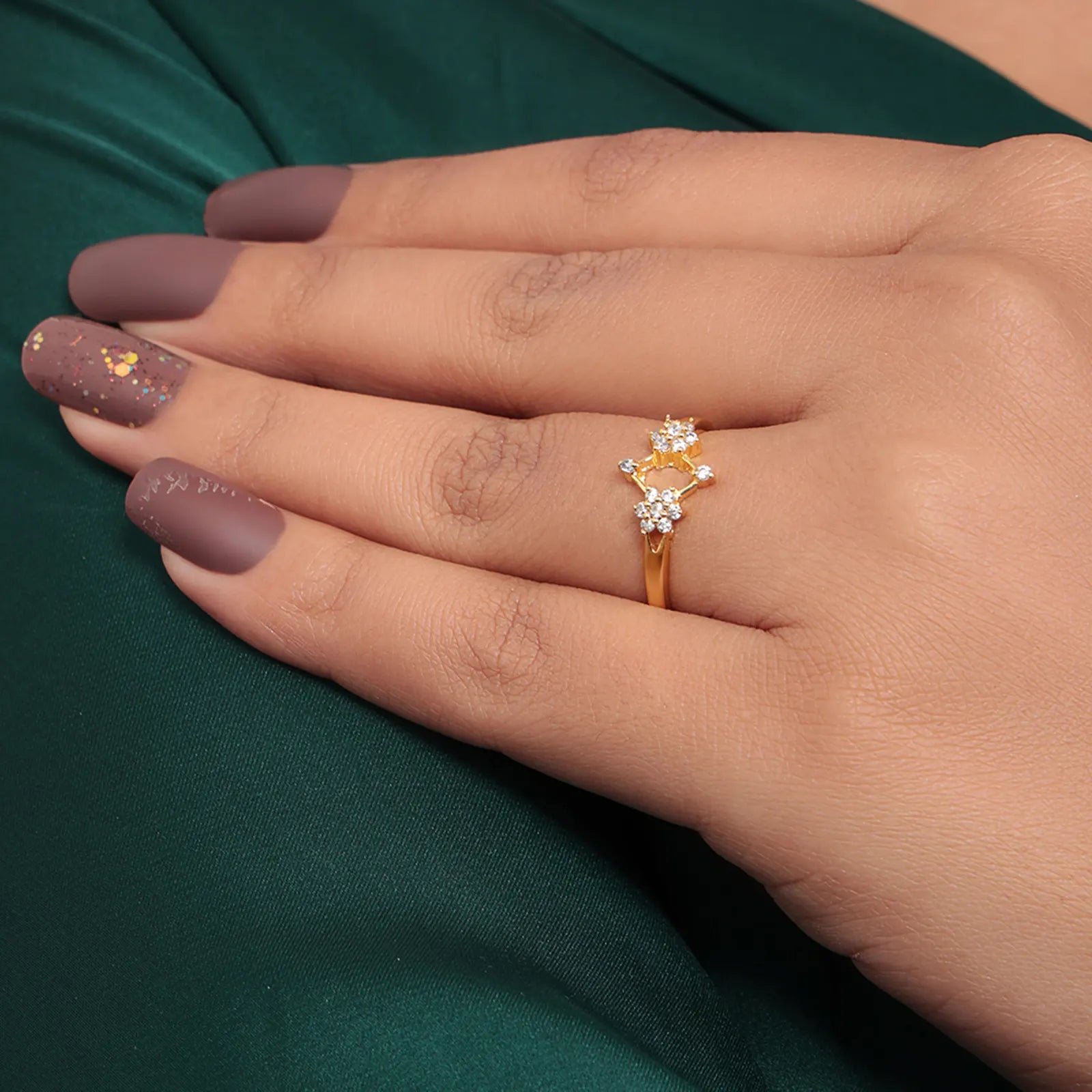 Gold Plated Silver Duo Flower Ring - Tweov Jewels