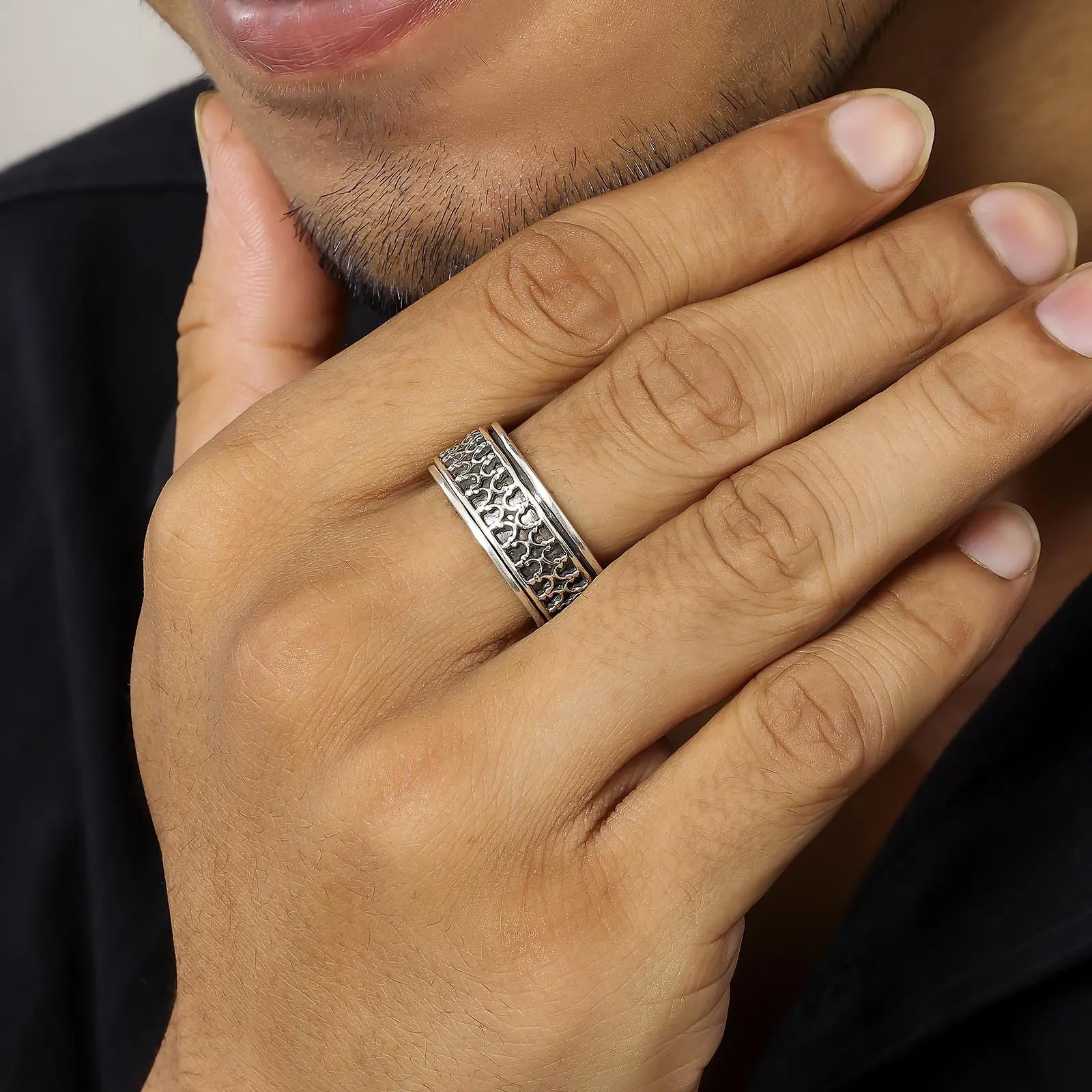 Oxidized Silver Designer Band Ring - Tweov Jewels