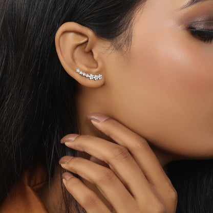 Silver Floral Star Ear Cuffs for Women - Tweov Jewels