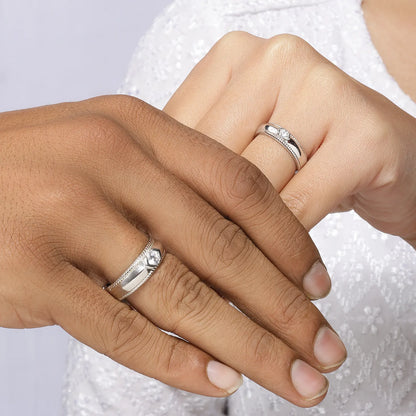 Braided Edge Couple Rings for Men & Women – 925 Sterling Silver Rhodium Plated