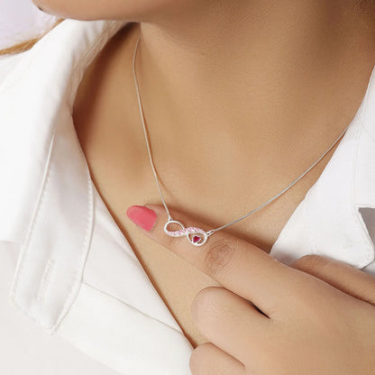 Infinity Pink Heart Silver Necklace - Tweov Jewels