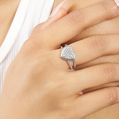 Zircon Heart Silver Ring - Tweov Jewels