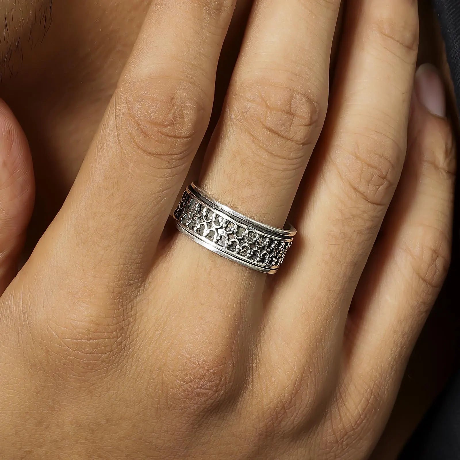 Oxidized Silver Designer Band Ring - Tweov Jewels