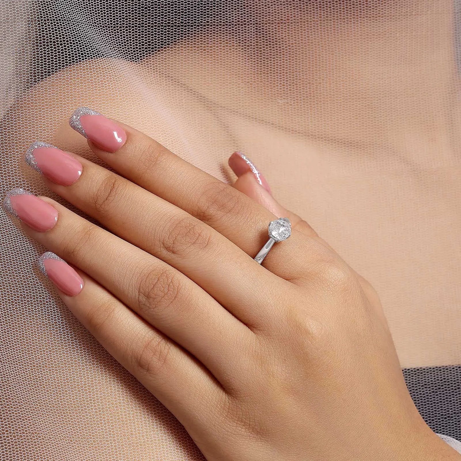 Round Solitaire Diamond Silver Ring - Tweov Jewels