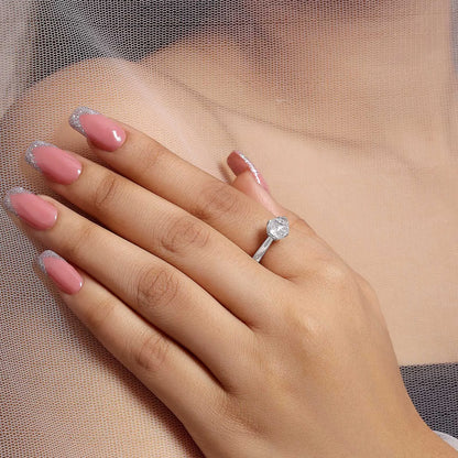 Round Solitaire Diamond Silver Ring - Tweov Jewels