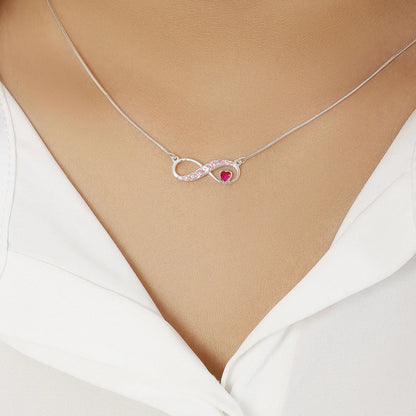 Infinity Pink Heart Silver Necklace - Tweov Jewels