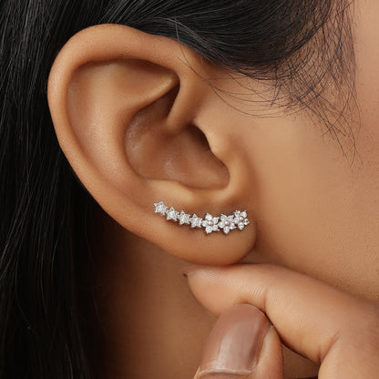 Silver Floral Star Ear Cuffs for Women - Tweov Jewels