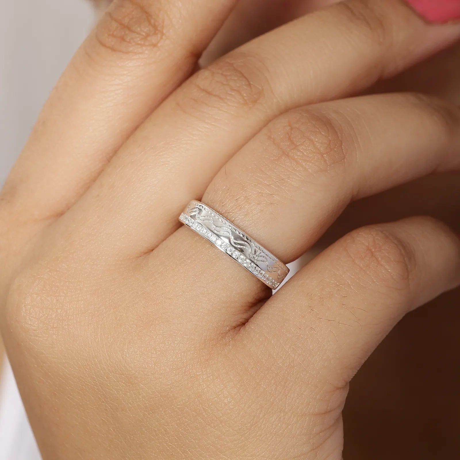 CZ Wave Band Ring for Women