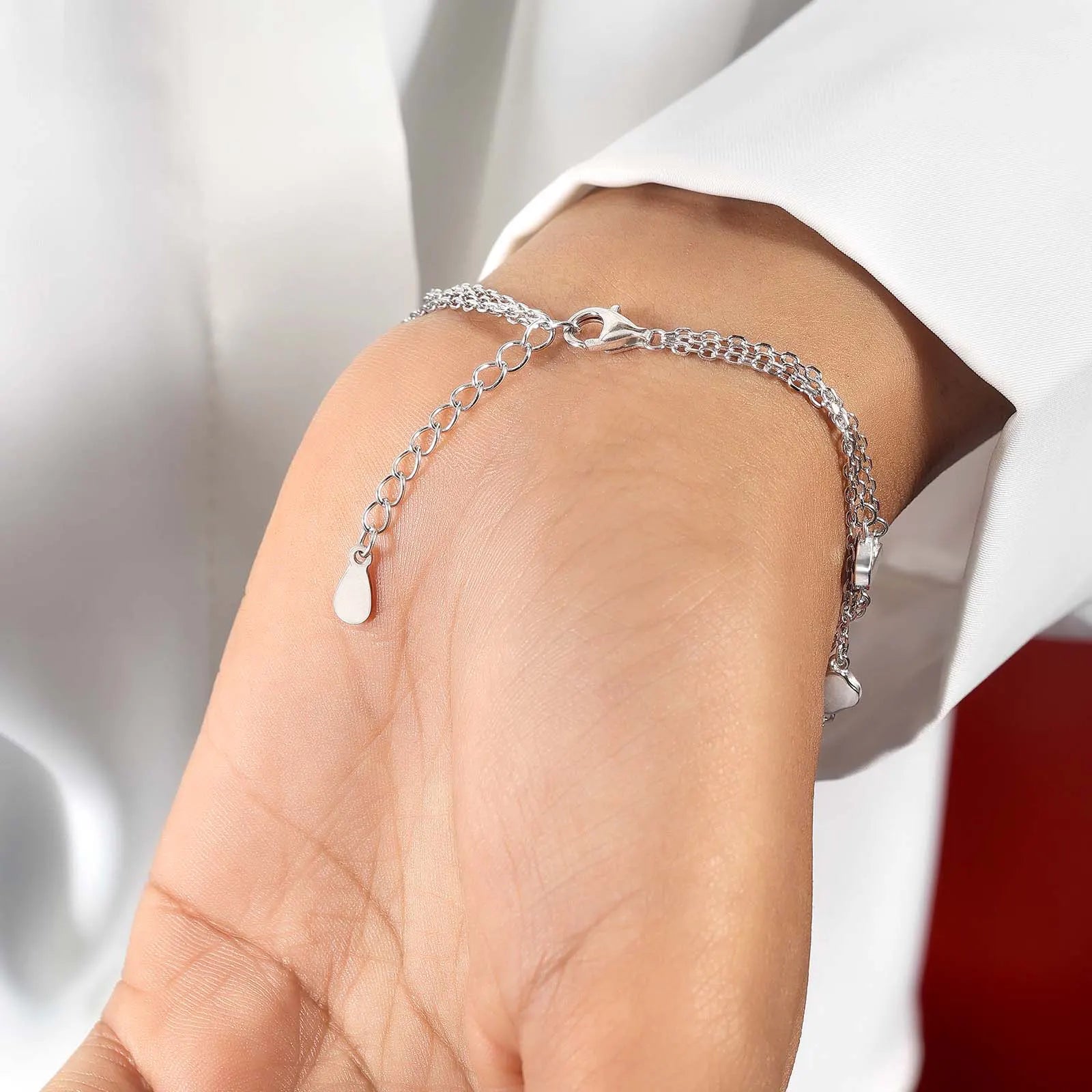 Black Clover Layered Silver Chain Bracelet - Tweov Jewels