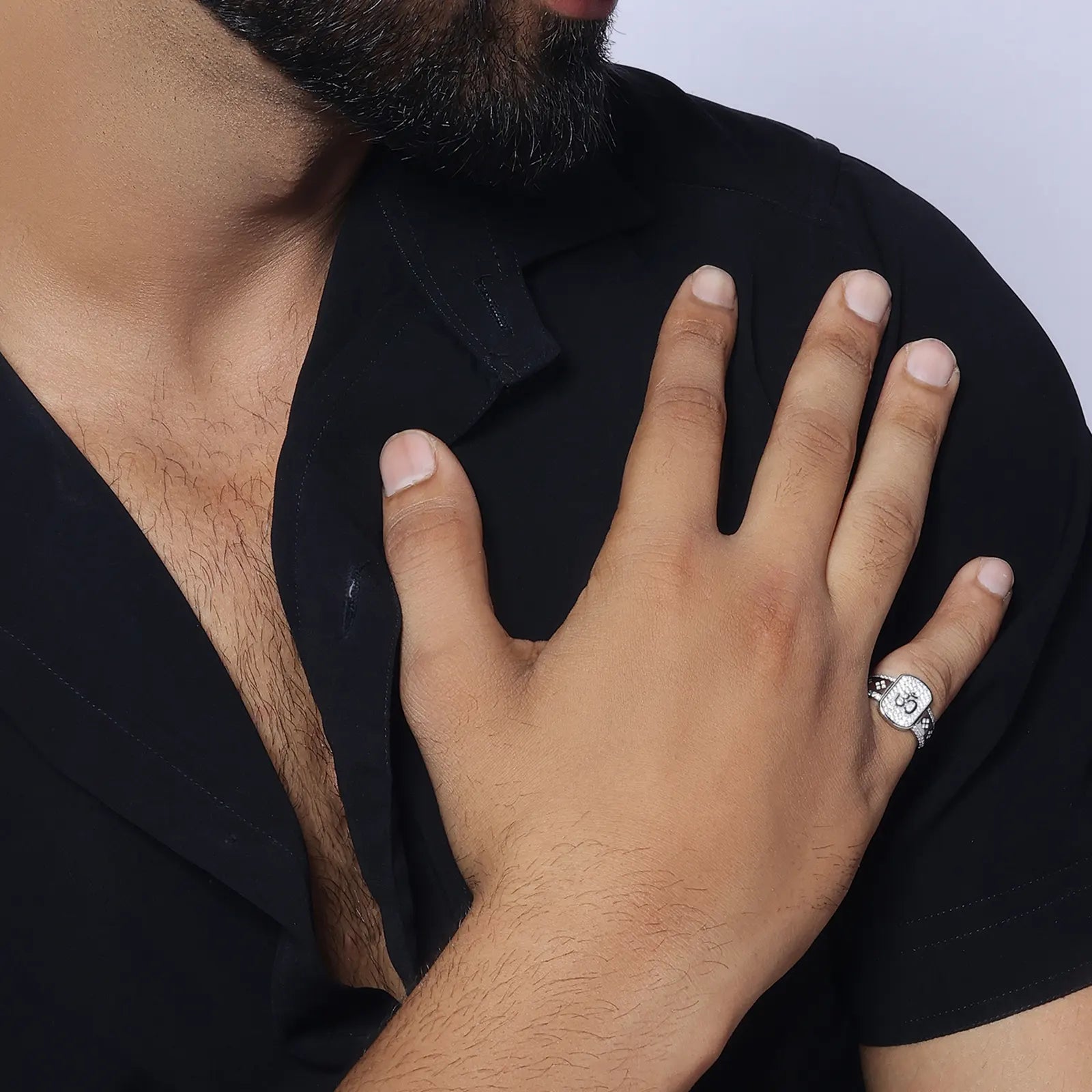 Silver Classic Om Men's Ring - Tweov Jewels