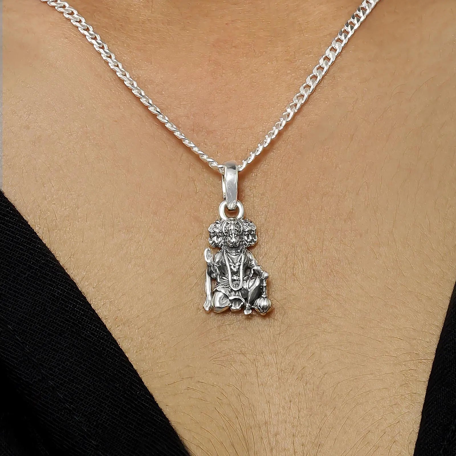 Silver Panchmukhi Hanuman ji Kavach Locket - Tweov Jewels