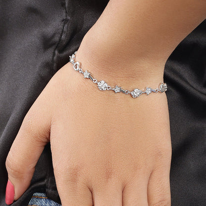 Silver CZ Floral Stars Bracelet for Women - Tweov Jewels
