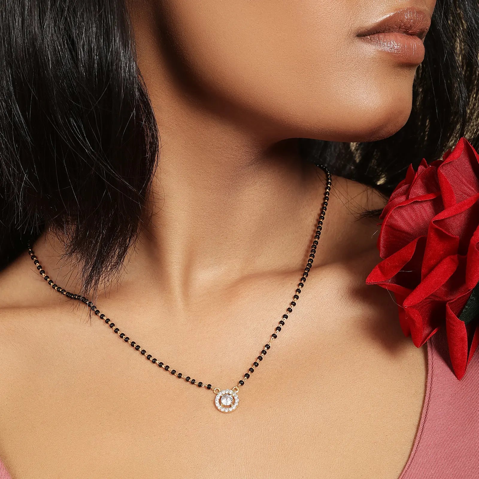 Gold Plated Sterling Silver AD-Studded Mangalsutra